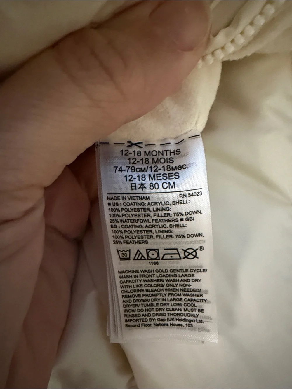 Baby Gap Neutral Ivory Frost WARMEST CONVERTIBLE BUNTING BAG Winter Suit 12-18Mo